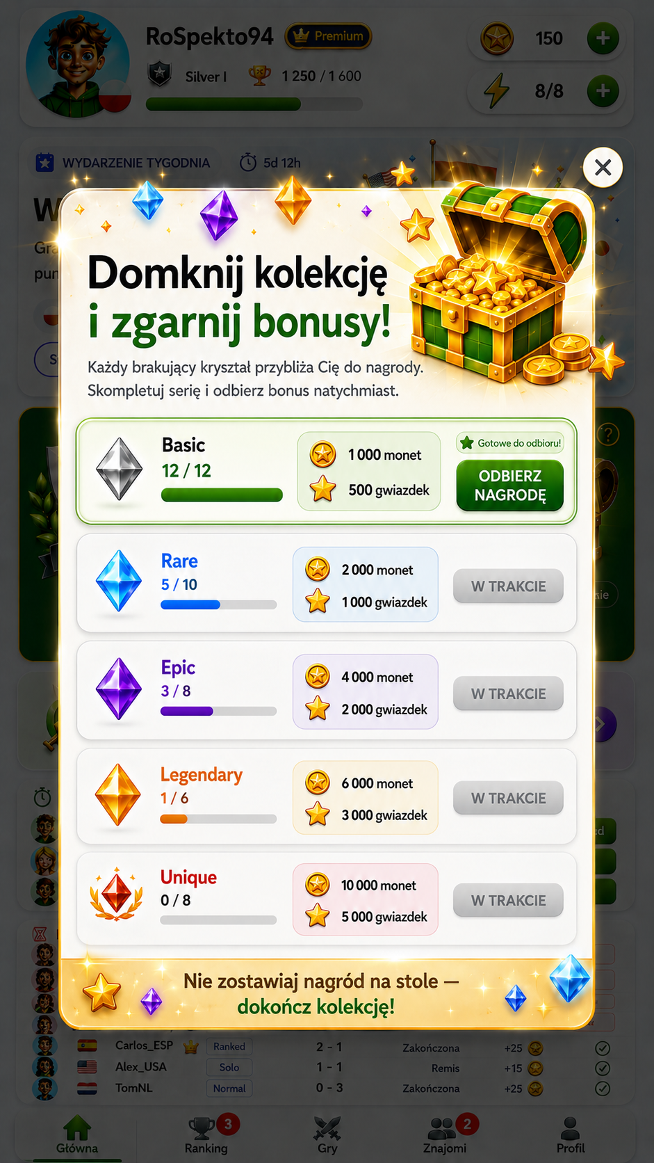 Bonusy za ukończenie kolekcji