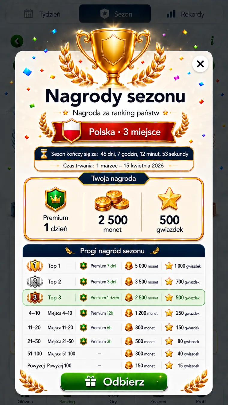 Quiz Legion — Nagrody sezonowe